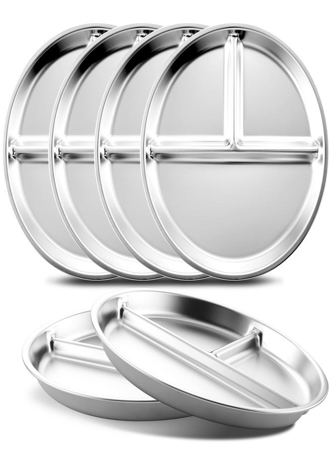 Bakpoco Stainless Steel Kids Plates Set of 6, 9" Portion Control Plates Divided Plate for Adults Toddlers Balance Lunch, Bariatric & Diabetic Diet, Non Toxic Camping Metal Snack Plate for Eating - Image 1